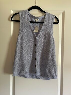 J. Crew Light Blue Textured Knit V-Neck Vest